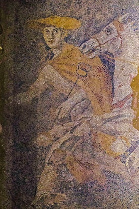 The ancient Greek god Hermes is depicted in a mosaic as the conductor of souls to the afterlife. Archaeologists digging through an ancient grave at Amphipolis, northern Greece, uncovered the 3-by-4.5 meter (10-by-15 ft.) mosaic in what is likely the antechamber to the main burial room.