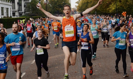 One very happy runner at the start of the Royal Parks half marathon yesterday