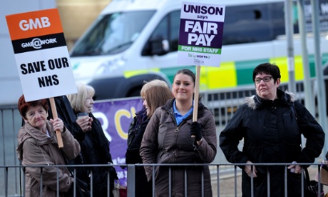 Strikers outside the Royal Liverpool Hospital in Liverpool.