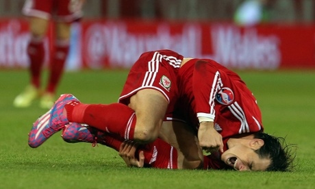 Gareth Bale is fouled by Cyprus’ Marios Nikolaou who goes into the book very early on.