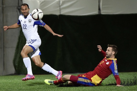Omer Damari scores early for Israel in Andorra.