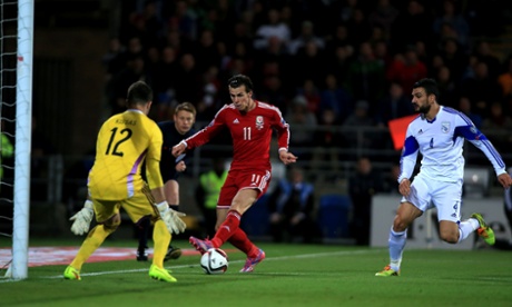 Gareth Bale goes close to scoring the third.