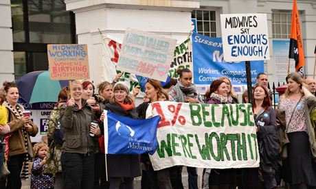 Striking NHS workers outside Brighton's Royal Sussex County hospital. it was the first strike in 32 