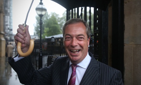 UK Independence Party (UKIP) leader Nigel Farage arrives at Parliament on October 13.