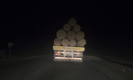 A truck  loaded with timber often travel at night when inspections are less common.  An investigation by Greenpeace used covert GPS locator beacons to monitor logging trucks.