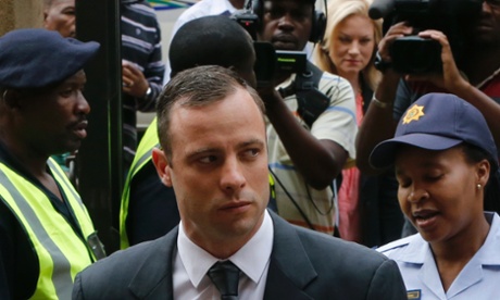 Oscar Pistorius arrives at the North Gauteng high court in Pretoria this morning.