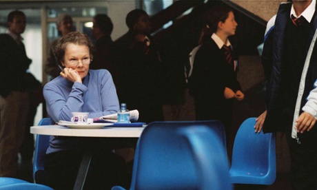 Cafefearia … Judi Dench with scattered schoolchildren in Notes on a Scandal.