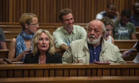 June Steenkamp and Barry Steenkamp listen to proceedings on Wednesday.