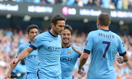 Frank Lampard with a muted celebration after equalising against Chelsea at the Etihad Stadium.