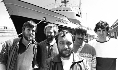 Peter Wilkinson with other Greenpeace activists in front of The Gondwana