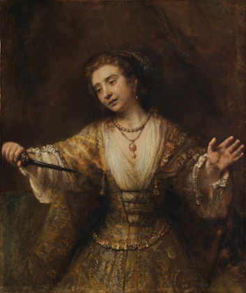 Lucretia, 1664, by Rembrandt. Andrew W. Mellon Collection  120 X 101 cm Frame: 159.1 x 139.4 x 16.5 cm