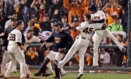 San Francisco Giants Travis Ishikawa sends his team to a third World Series in five seasons after hitting a walk-off three-run home run during the ninth inning of Game 5 of the National League baseball championship series against the St. Louis Cardinals.