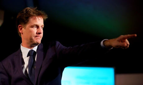 Deputy prime minister Nick Clegg speaking at Adidas in Stockport before joining his government colleagues at MAN Diesel in the town for the first cabinet local growth committee meeting to be held outside London.