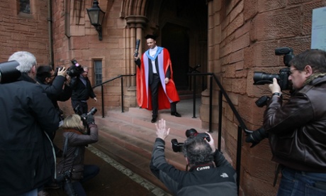 Oscar Pistorius receives an honorary degree from the University of Strathclyde in 2012.