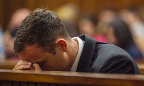 Oscar Pistorius sits in court for the last day of his sentencing hearing.
