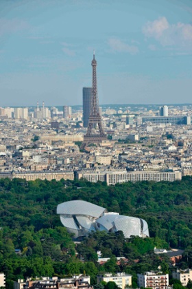 The  Louis Vuitton Foundation is situated in the Bois de Boulogne, to the west of central Paris.