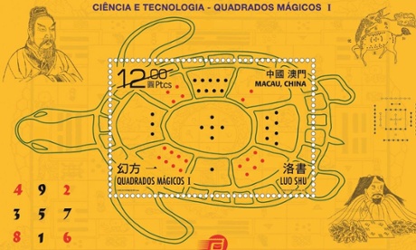 Old-age mutant number tortoise: Macau stamp displays the origin myth of the magic square.