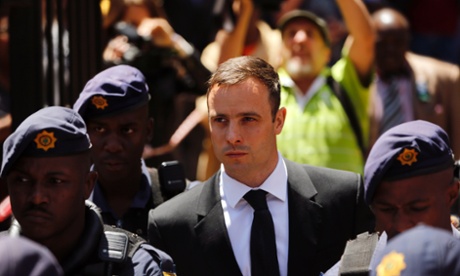 Oscar Pistorius leaves the North Gauteng high court in Pretoria on Friday.