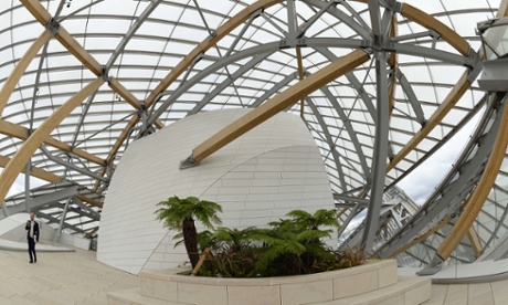 Interior view of the Louis Vuitton Foundation designed by Frank Gehry.