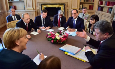 The elections planned by the leaders of the self-declared people’s republics of Luhansk and Donetsk were a sticking point of the Milan meeting, above.