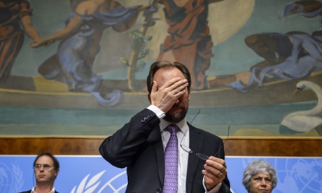 High Commissioner of the United Nations for Human Rights Zeid Ra'ad al-Hussein at press conference in Geneva