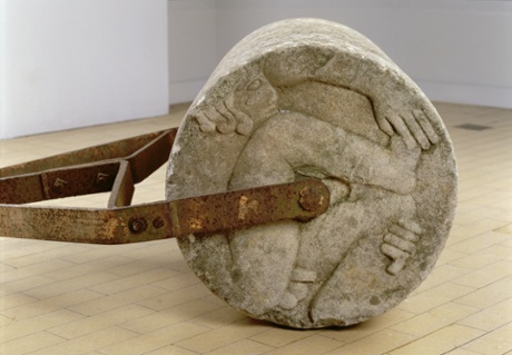 the Adam and Eve garden roller, c1933 carved by David Kindersley, designed by Eric Gill