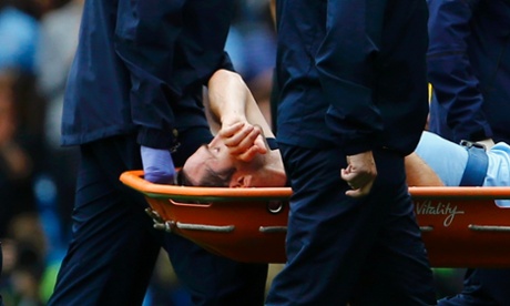 Frank Lampard is carried off with what appears a bad injury.