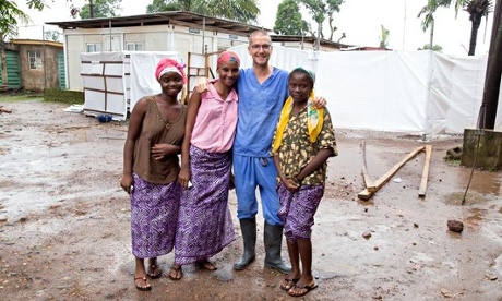 Will Pooley in Sierra Leone with local people who have also recovered from Ebola. 