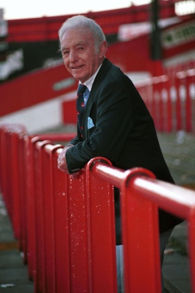 SIR STANLEY MATTHEWS ON THE TERACES AT  STOKE CITY'S VICTORIA GROUND - NOW DEMOLISHED - WHERE HE FIRST FELL IN LOVE WITH FOOTBALL AND WHICH WAS THE STAGE FOR SOME OF HIS FINEST PERFORMANCES.