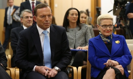 Tony Abbott with the speaker Bronwyn Bishop at a function to mark the digitisation of the papers of WW1 General Sir John Monash.