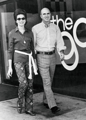 Doris and Don Fisher in front of the first Gap store in San Francisco, 1969