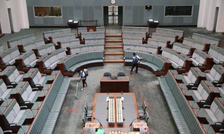 Preparations in the House of Representatives for the sitting day this morning, Monday 20th October 2014.