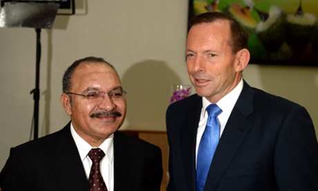 Tony Abbott and Peter O'Neill in Port Moresby in March.