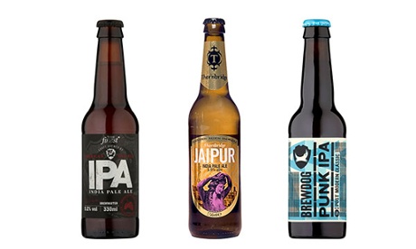 Tesco's Finest American IPA, Jaipur, Brewdog's Punk IPA.