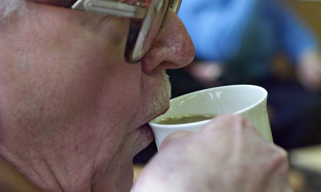 elderly man drinking tea