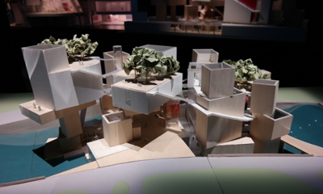 In progress … one of the massing models on show in the exhibition, before the glass sails were added.