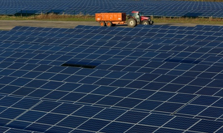 Lark Energy's Wymeswold Airfield, until recently the largest solar farm in the country, in Leicestershire, 19th December 2013.