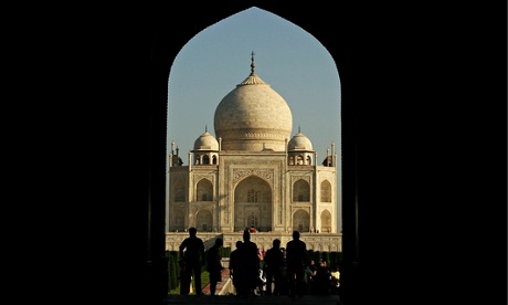 Tourists visit the Taj Mahal in Agra, India