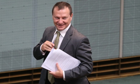 The member for Moreton Graham Perrett leaves the chamber under 94a during question time this afternoon in the House of Representatives chamber of Parliament House, Canberra, Wednesday 22nd October 2014