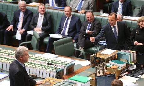 The Prime Minister Tony Abbott during question time this afternoon in the House of Representatives chamber of Parliament House, Canberra, Wednesday 22nd October 2014