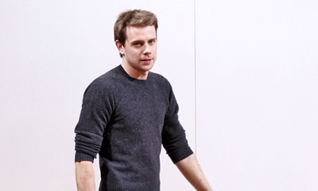 JW Anderson takes to the catwalk at the end of his menswear show in London earlier this year.