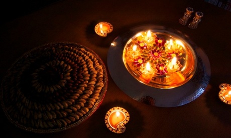 diwali treats and floating diyas