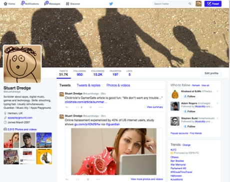 Twitter's new profile design.