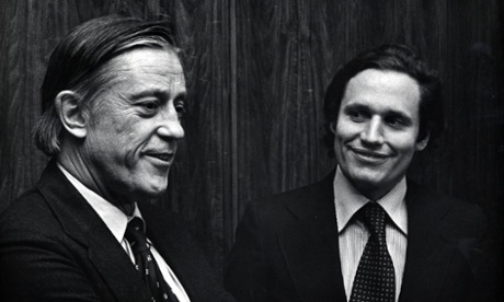 Ben Bradlee and Bob Woodward at the All the President's Men premiere in 1976.