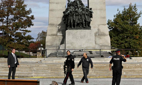 Canada War Memorial following a shooting incident