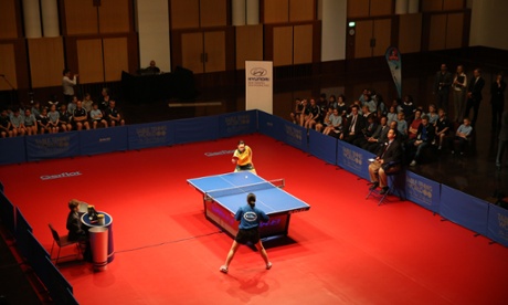 Australia vs Japan at the Hyundai-Bennelong Cup Table Tennis competition in the Great Hall of  Parliament House in Canberra this morning, Thursday 23rd October 2014