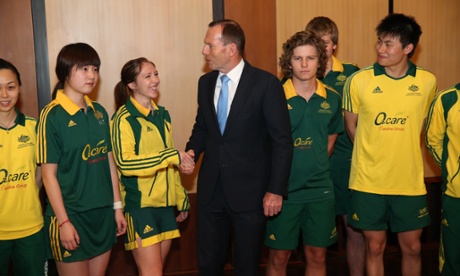 The Prime Minister Tony Abbott meets the Australia Table Tennis team at the Hyundai-Bennelong Cup Table Tennis competition in the Great Hall of  Parliament House in Canberra this morning, Thursday 23rd October 2014