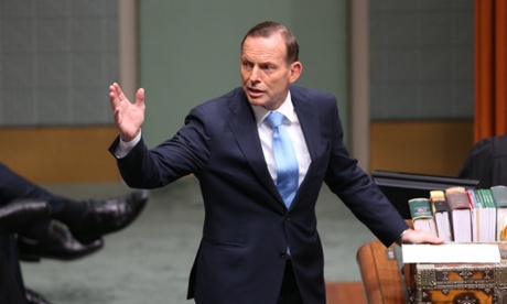The Prime Minister Tony Abbott acknowledges the presence in the chamber of the Canadian High Commissioner Michael Small during question time this afternoon in the House of Representatives chamber of Parliament House, Canberra, Thursday 23rd October 2014