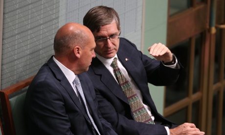 The President of the senate Stephen Parry with the Canadian High Commissioner Michael Small on the chamber floor during question time this afternoon in the House of Representatives chamber of Parliament House, Canberra, Thursday 23rd October 2014