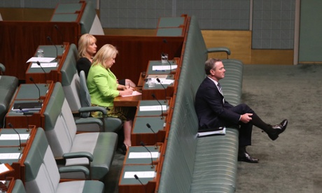 The minister for Education Christopher Pyne before question time this afternoon in the House of Representatives chamber of Parliament House, Canberra, Thursday 23rd October 2014